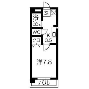 グリーンヒルズ明大寺(1K/1階)の間取り写真