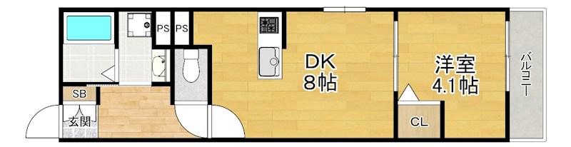 ウイング牧野駅前(1LDK/1階)の間取り写真