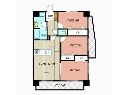 アローネ諏訪町(3LDK/10階)の間取り写真