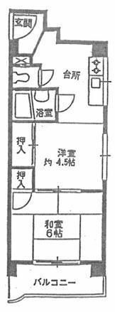甲南灘コーポラス(2DK/3階)の間取り写真