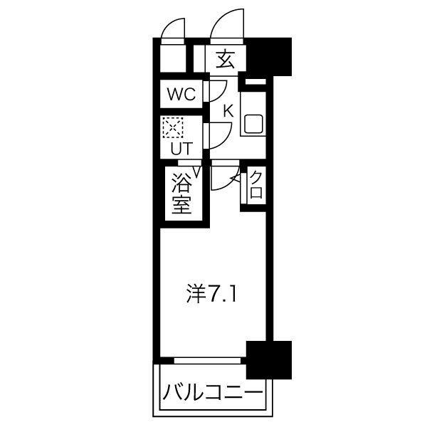 エスリード京橋グランテラス(1K/8階)の間取り写真