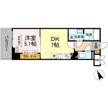 GRAND VILLAGE(1DK/6階)の間取り写真