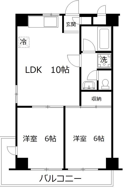 メゾンドパリス(2LDK/2階)の間取り写真