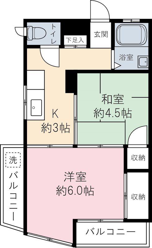 あづまビル(2K/4階)の間取り写真