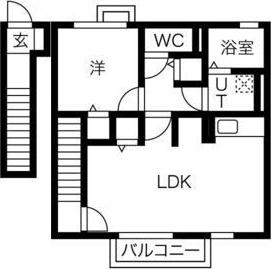 ピクシーヒルズ北平野(1LDK/2階)の間取り写真