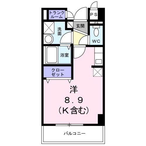 ラシーヌ(ワンルーム/2階)の間取り写真