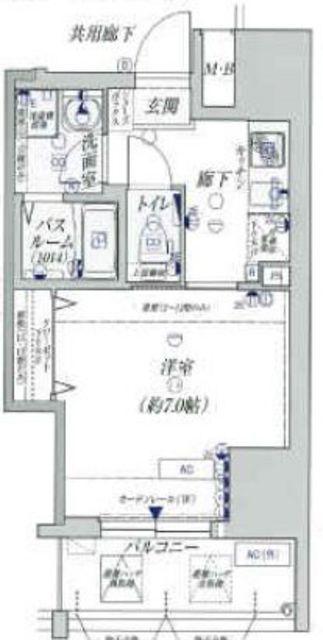 レジデンス心斎橋(1K/2階)の間取り写真