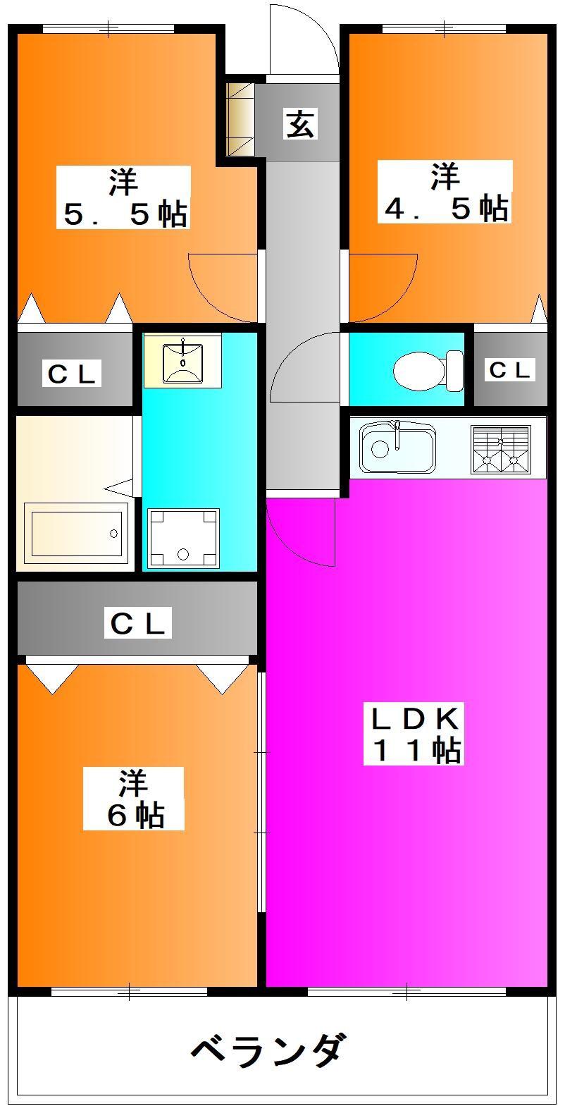 エステートミア(3LDK/4階)の間取り写真