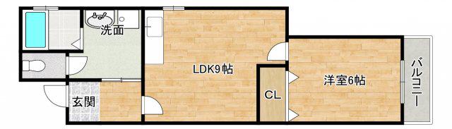 シャトー寿(1LDK/3階)の間取り写真