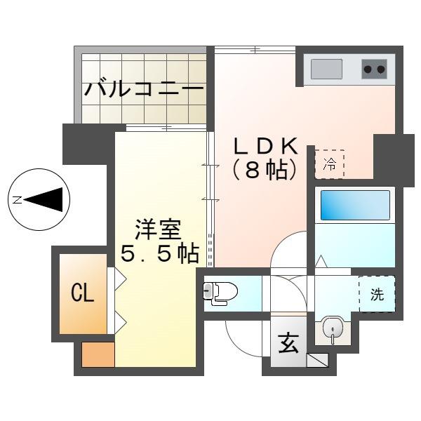 APARTMENT GRUS OKAMACHI(1LDK/5階)の間取り写真