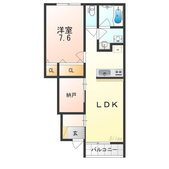 プレミアムスイート泉佐野(1SLDK/1階)の間取り写真