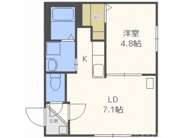 オリエントコート二十四軒(1LDK/3階)の間取り写真