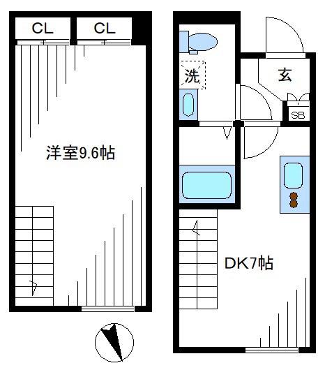 クレスト北新宿B棟(1DK/4階)の間取り写真