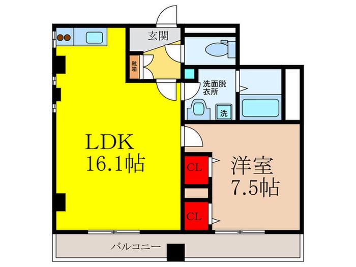 パインハイツ東伸(1LDK/2階)の間取り写真