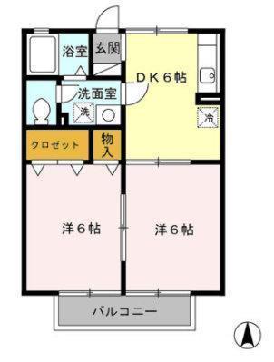 ナチュール清和(2DK/2階)の間取り写真
