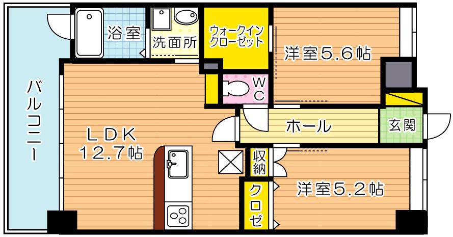 リブラ ブライト(2LDK/8階)の間取り写真