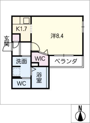 ヘーベルメゾン東白壁ウエスト(1K/2階)の間取り写真