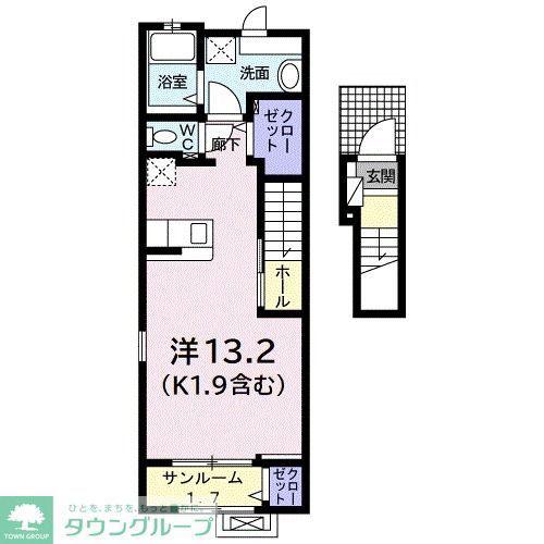 ブライト(ワンルーム/2階)の間取り写真
