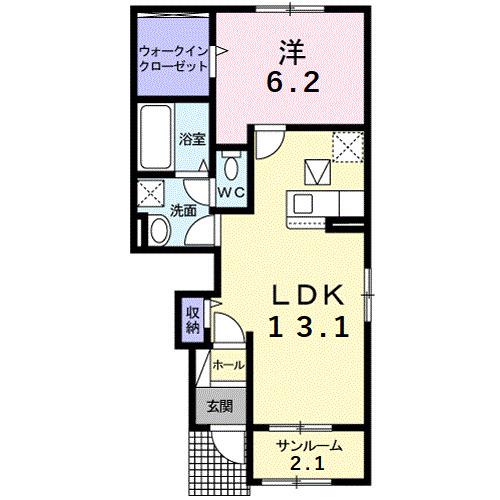 コート ライラ(1LDK/1階)の間取り写真