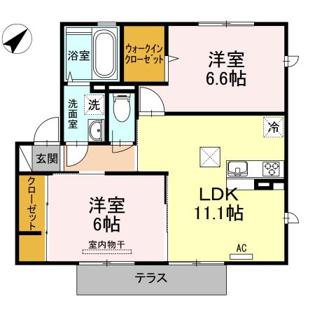 GRAZIO(2LDK/1階)の間取り写真