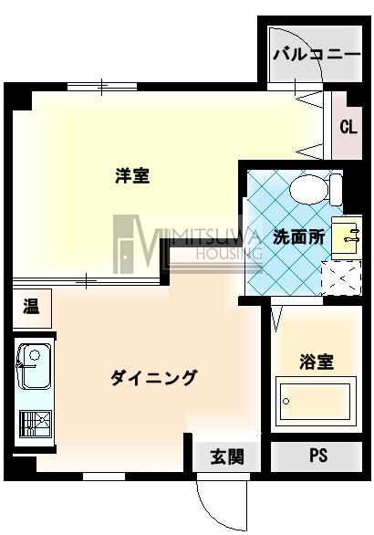 第8美和マンション(1DK/2階)の間取り写真