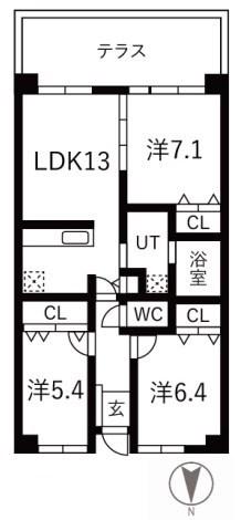 シティコート目黒(3LDK/1階)の間取り写真