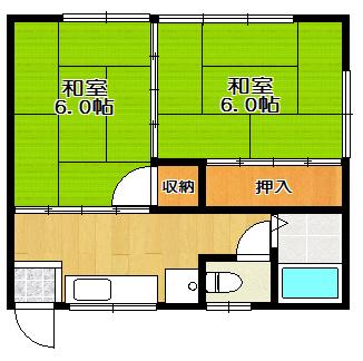 菊地アパート(2K/2階)の間取り写真
