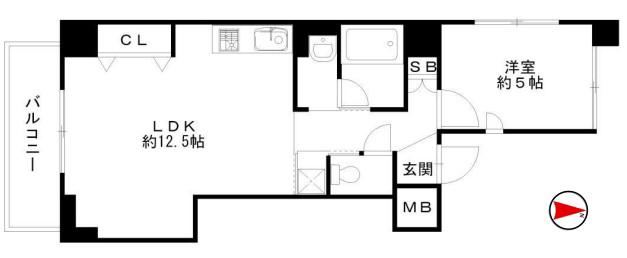 エルブ南船場(1LDK/8階)の間取り写真