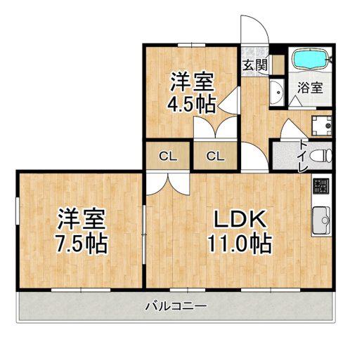 ヴィ フォレストI(2LDK/1階)の間取り写真