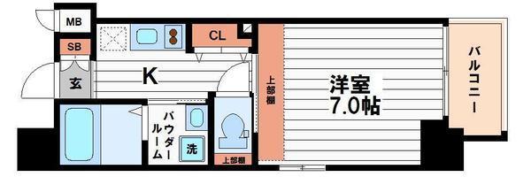 アネスト谷町(1K/8階)の間取り写真