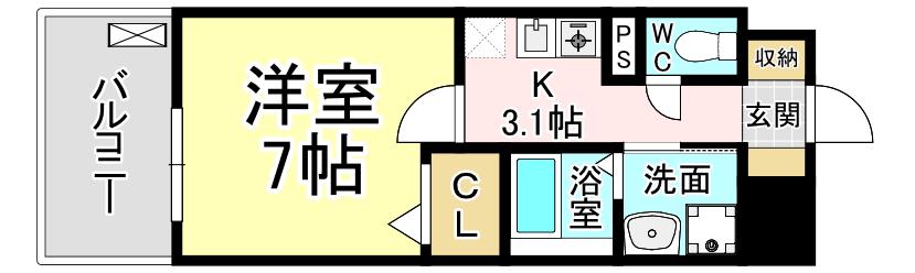 ユニゾンスクエア(1K/5階)の間取り写真