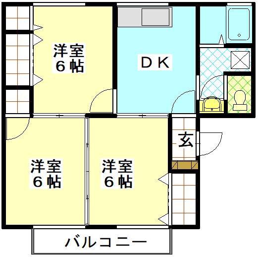 サン・ヒルズ(3DK/2階)の間取り写真