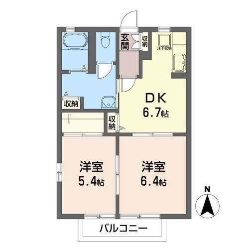 ラフィネコート A(2DK/1階)の間取り写真