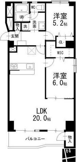 上前津グランドハイツ(2LDK/7階)の間取り写真