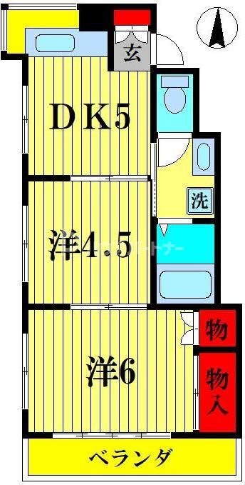 第一中山ビル(2DK/3階)の間取り写真