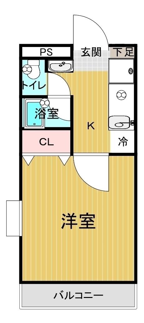 ピュアベルデ南方(1K/3階)の間取り写真
