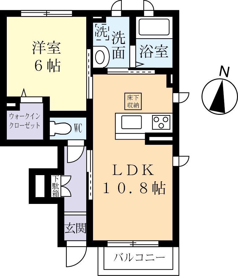 クレストコート(1LDK/1階)の間取り写真