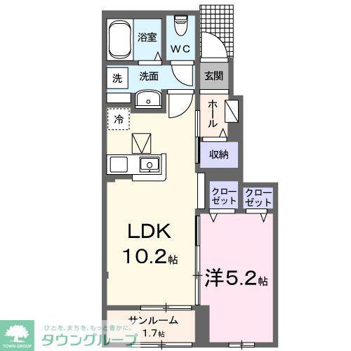 マニフィーク(1LDK/1階)の間取り写真