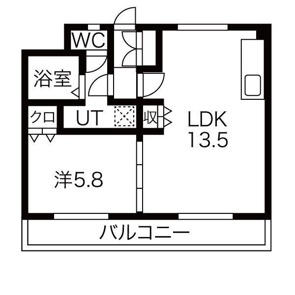 サンコーポ八代(1LDK/3階)の間取り写真