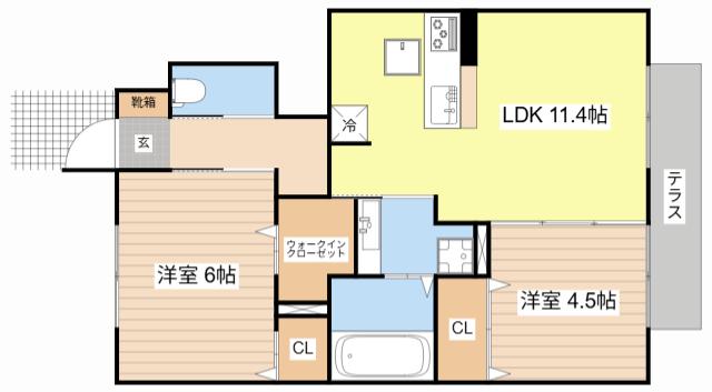 PRESSOKATATA(2LDK/1階)の間取り写真