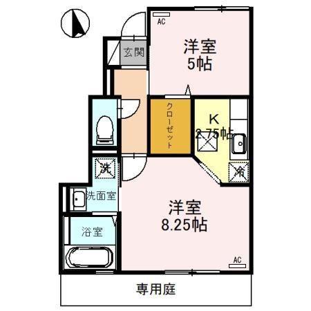 HOLY1 B(1LDK/1階)の間取り写真