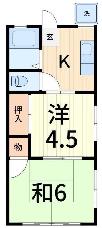 吉岡第一マンション(2K/1階)の間取り写真