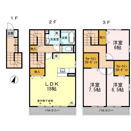 メゾン鎌田(3LDK/2階)の間取り写真