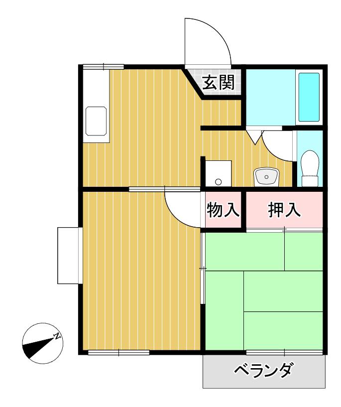 エコーハイツ宮崎(2K/2階)の間取り写真