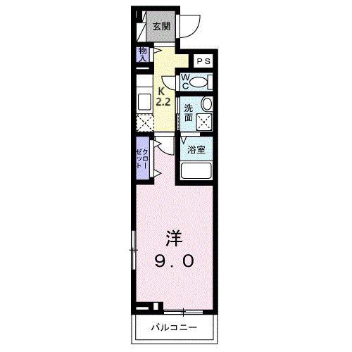 ラフレシール・ヴァン(1K/2階)の間取り写真