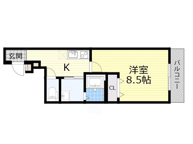 フジパレス我孫子前Ⅱ番館(1K/2階)の間取り写真