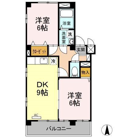 プランドール南(2DK/3階)の間取り写真
