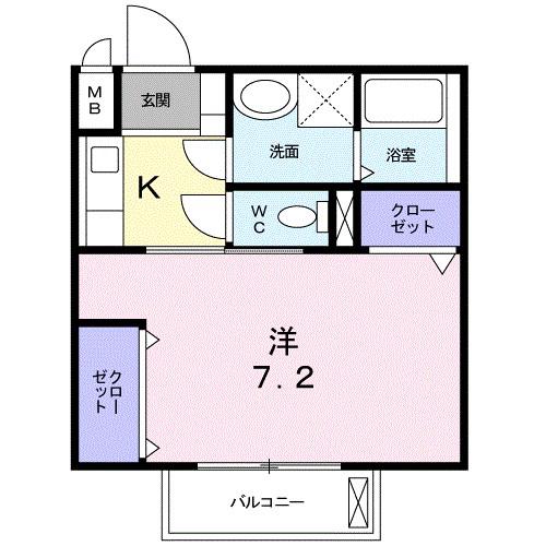 エスポワ メゾン(1K/2階)の間取り写真