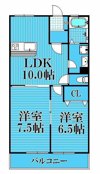 アンジャベル(2LDK/2階)の間取り写真