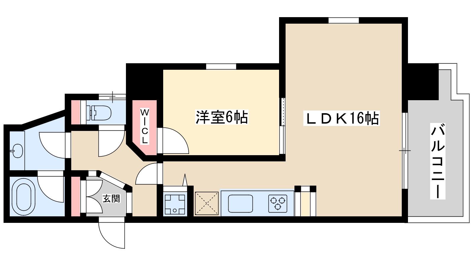 ベルファース緑地公園(1LDK/9階)の間取り写真